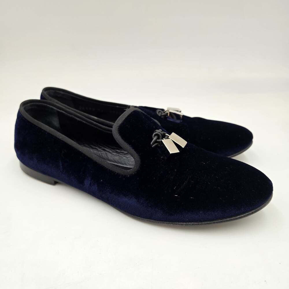GIUSEPPE ZANOTTI Navy Blue Velvet Smoking Loafers Flats Women Sz 6 36 $475